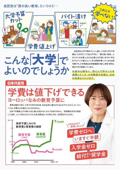 学費無償化めざせ | 日本共産党 衆議院東京2区予定候補 ほその 真理
