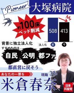 病床１００床削減！？　都立大塚病院を守ろう